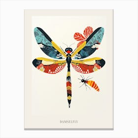 Colourful Insect Illustration Damselfly 1 Poster Canvas Print