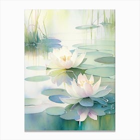 Water Lilies Waterscape Gouache 1 Canvas Print