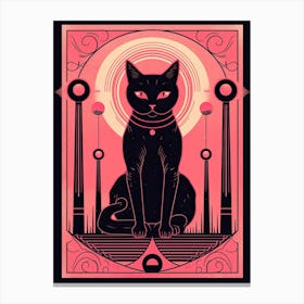 The Judgment Tarot Card, Black Cat In Pink 0 Canvas Print