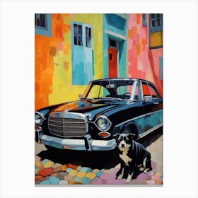 Plymouth Barracuda Vintage Car With A Dog, Matisse Style Painting 3 Canvas Print