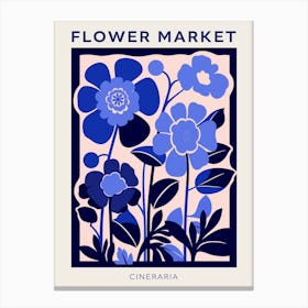Blue Flower Market Poster Cineraria 2 Canvas Print
