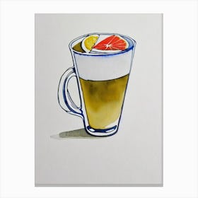 Hot Toddy Minimal Line Drawing With Watercolour Cocktail Poster Canvas Print