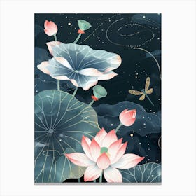 Lotus And Dragonfly Canvas Print