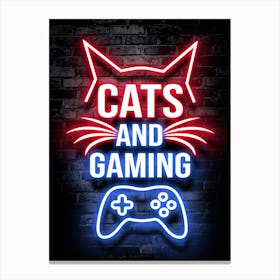 Cats And Gaming Neon Sign Canvas Print