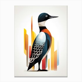 Colourful Geometric Bird Common Loon 2 Canvas Print