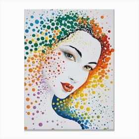 Rainbow Polka Dot Painting Canvas Print