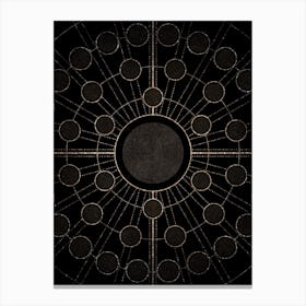 Geometric Glyph Radial Array in Glitter Gold on Black n.0172 Canvas Print