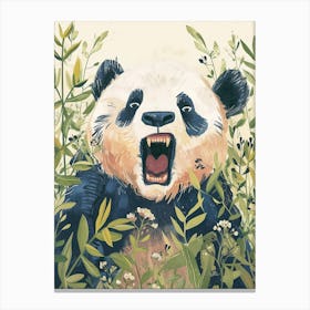 Giant Panda Growling Storybook Illustration 4 Canvas Print