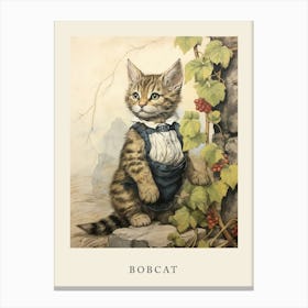 Beatrix Potter Inspired  Animal Watercolour Bobcat 1 Canvas Print