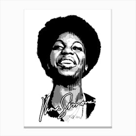 Nina Simone Black White Illustration Canvas Print