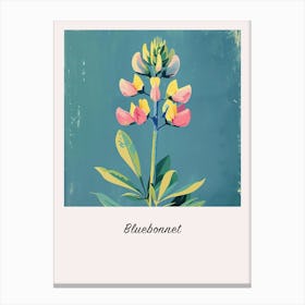 Bluebonnet 1 Square Flower Illustration Poster Canvas Print