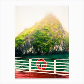 Lifebouy & Island Of Halong Bay Vietnam Canvas Print