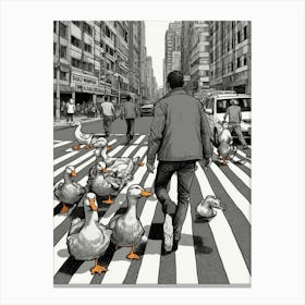 Ducks On The Street Canvas Print