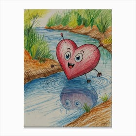 Heart In Water Canvas Print