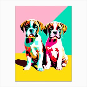 Boxer Pups, This Contemporary art brings POP Art and Flat Vector Art Together, Colorful Art, Animal Art, Home Decor, Kids Room Decor, Puppy Bank - 147th Canvas Print