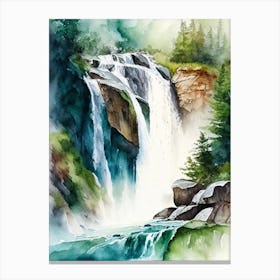 Grawa Waterfall, Austria Water Colour  (3) Canvas Print