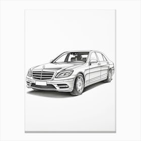 Mercedes Benz S Class Line Drawing 1 Canvas Print