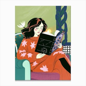 Girl Reading A Book 1 Canvas Print