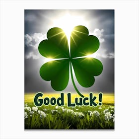 Good Luck Four Leave Clover Canvas Print