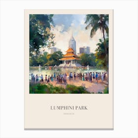 Lumphini Park Bangkok Thailand 3 Vintage Cezanne Inspired Poster Canvas Print