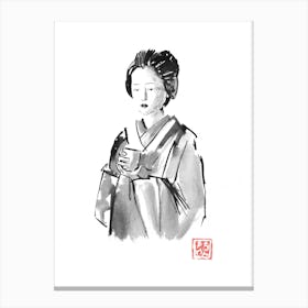 Geisha Drinking Canvas Print