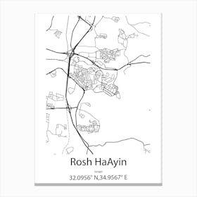 Rosh Haayin,Israel Minimalist Map Canvas Print