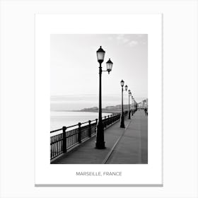 Poster Of Nice, France, Photography In Black And White 4 Canvas Print