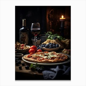 Pizza And Wine 1 Canvas Print