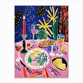 Christmas Dinner Party Painting In The Style Of Matisse Holidays Canvas Print