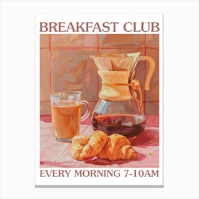 Breakfast Club Chemex Coffee And Croissants 2 Canvas Print
