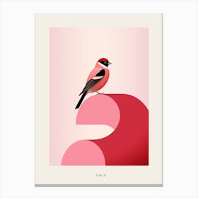 Minimalist Finch 4 Bird Poster Canvas Print