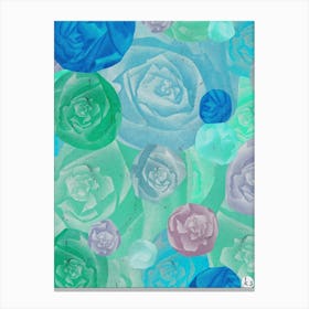 Blue and Green Roses Collage Canvas Print