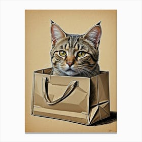 Cat In A Shopping Bag Canvas Print