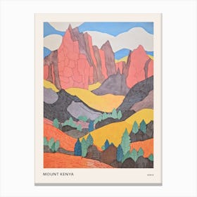 Mount Kenya Colourful Mountain Illustration Poster Canvas Print