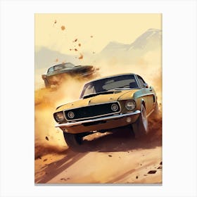 Two Cars In The Desert Canvas Print