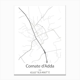 Cornate D Adda,Italy Minimalist Map Canvas Print