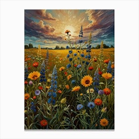 Sunset In The Meadow 2 Canvas Print