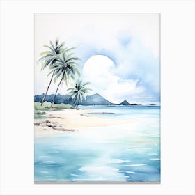 Watercolour Of Lanikai Beach   Oahu Hawaii Usa 2 Canvas Print