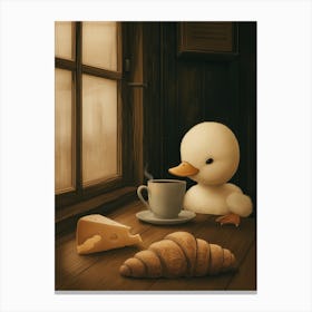 Duck With A Cup Of Coffee Canvas Print