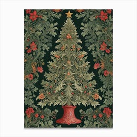 William Morris Style Christmas Tree Canvas Print