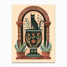 Black Cat In Urn Canvas Print