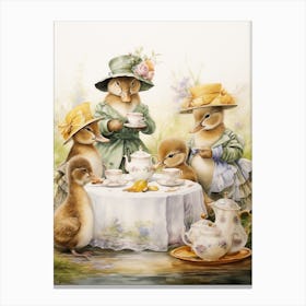Duckling Tea Party 2 Canvas Print