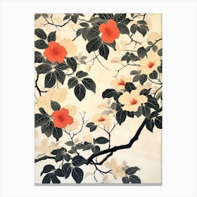 Great Japan Hokusai Monochrome Flowers 131 Canvas Print