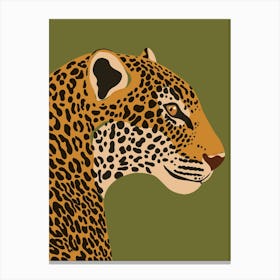 Jungle Safari Leopard on Green Canvas Print