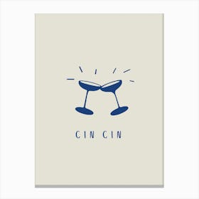 Navy & Neutral Cin Cin Prosecco Canvas Print