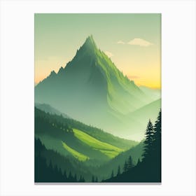 Misty Mountains Vertical Composition In Green Tone 135 Canvas Print