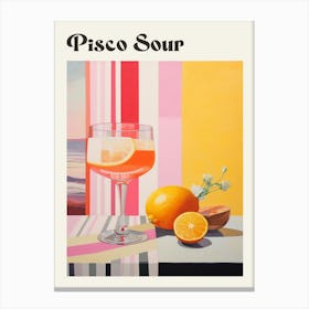 Pisco Sour Retro Cocktail Poster Canvas Print