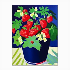 Alpine Strawberries, Plant, Colourful Brushstroke Painting Canvas Print