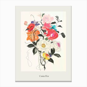 Camellia 2 Collage Flower Bouquet Poster Canvas Print