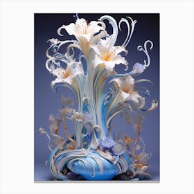 White Daylillies In A Vase Canvas Print
